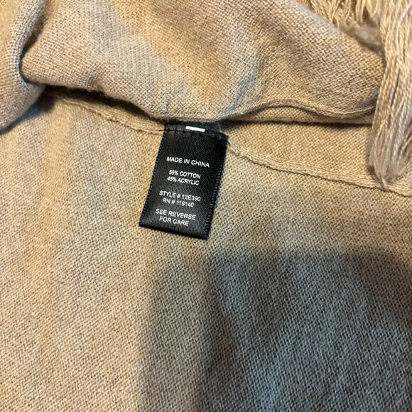 Double Zero Beige Fringe Sweater Women’s Small Boho Asymmetrical Knit Top - Picture 5 of 5